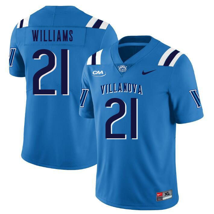 Men #21 Jayvont Williams Villanova Wildcats College Football Jerseys Stitched Sale-Light Blue